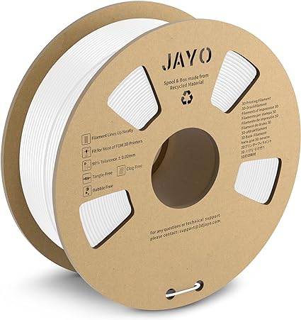 JAYO Filamento PLA+ 1.75mm, Filamento Impresora 3D PLA Plus, PLA+ Blanco Bobina de 1.1kg, Precisión Dimensional +/- 0.02 mm